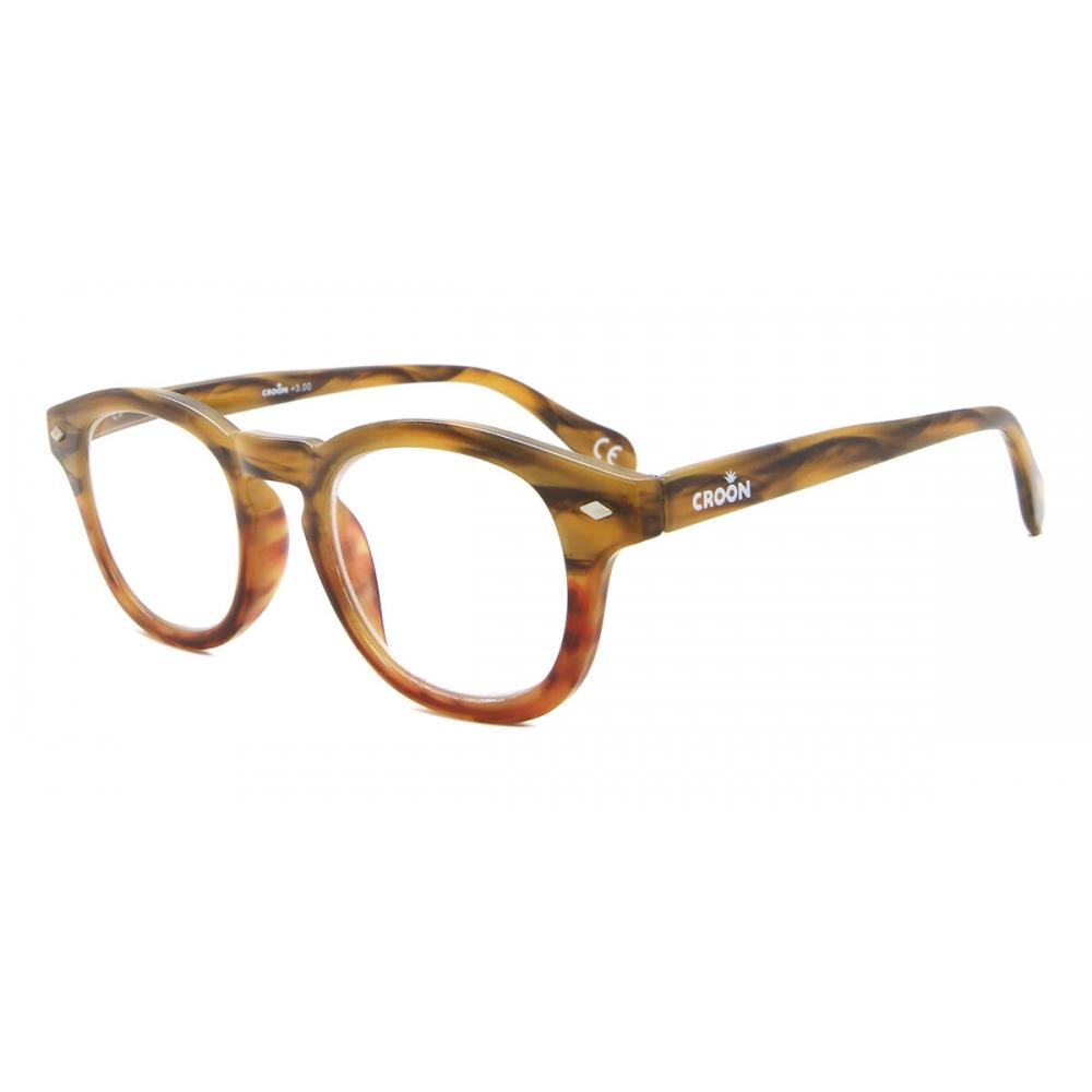 Croon Bowie Havana Red Multifocus Unisex Eyeglasses