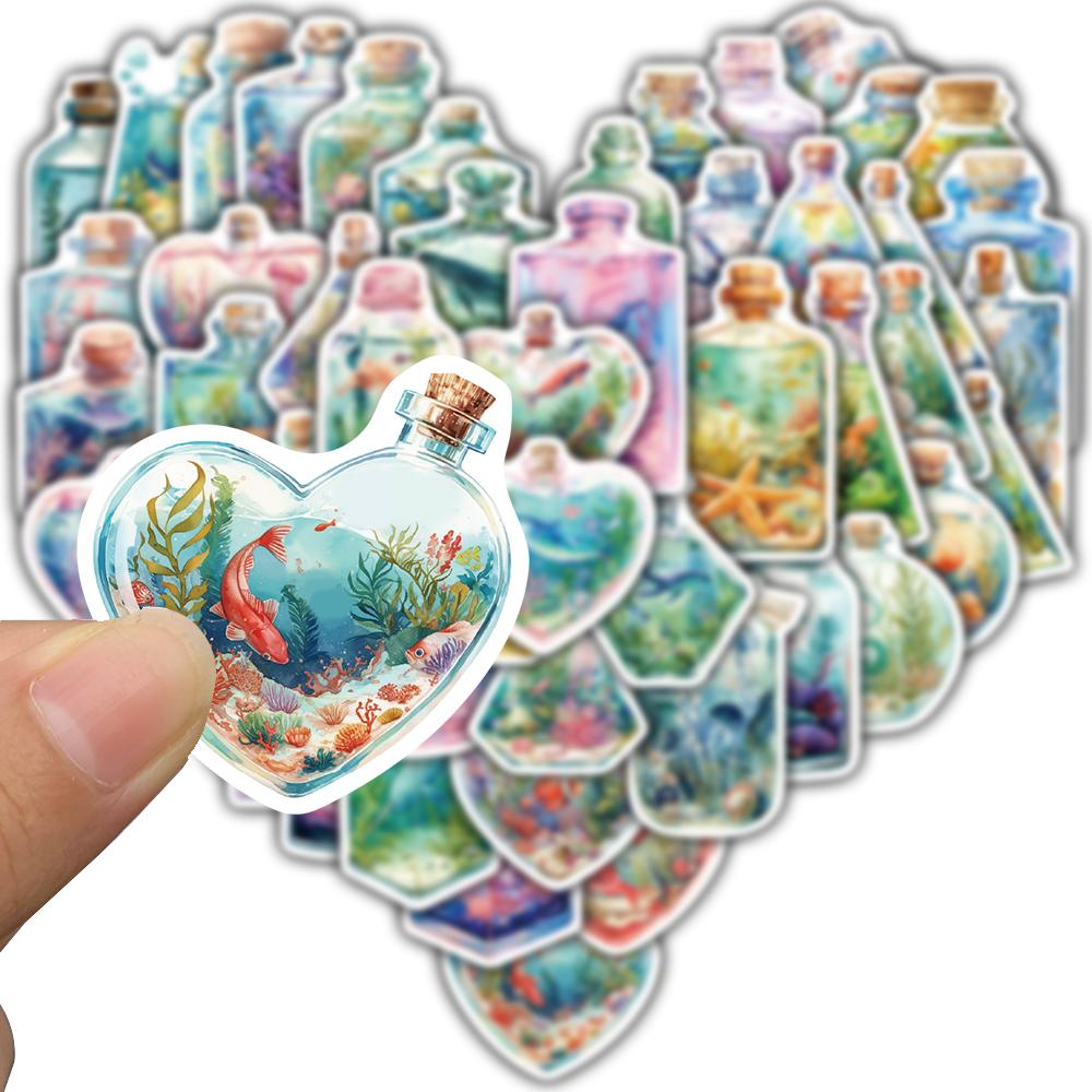 50PCS The World In A Bottle Underwater World Sticker Decorative Creative Laptop Bicycle Skateboard Phone Art Motorcycle Sticker