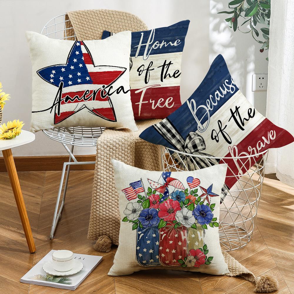 New Independence Day Letter Printed Cushion Cover Festive Atmosphere Cushion Cover Home Sofa Cushion Cover