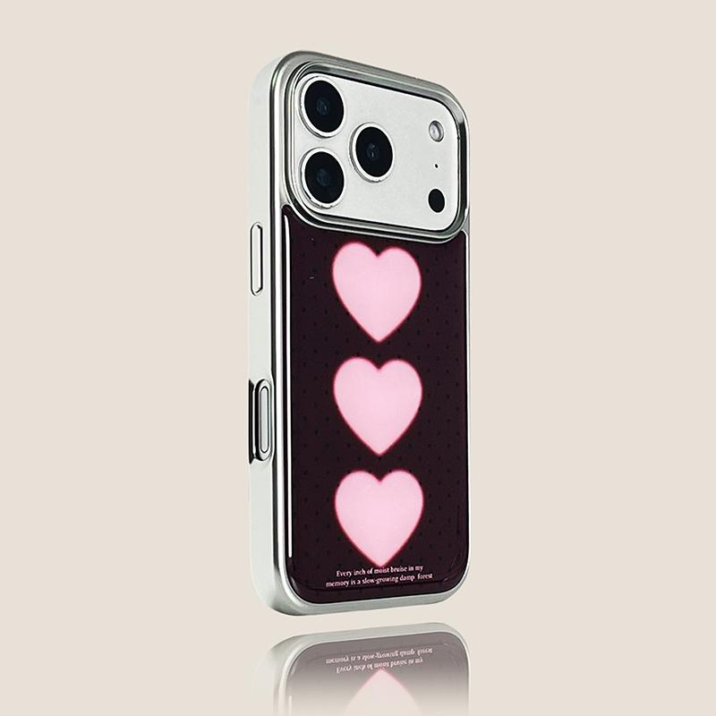 

Popular Sweet Love Heart Wine Red Hard Back Cover For iPhone 13 14 15 16 17 Pro Max Case Shockproof Soft Side Bumper iPhone 15 Pro
