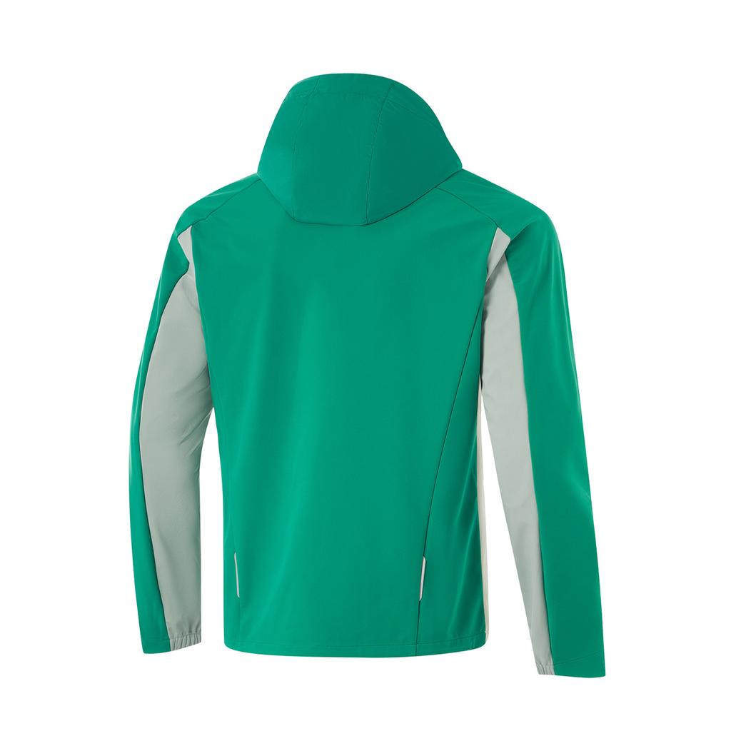 Li Ning Running Series Water-Resistant Hooded Logo Long Sleeve Jacket Men Jacket Off-White Stone-Green Gray-Green AFDU351-7
