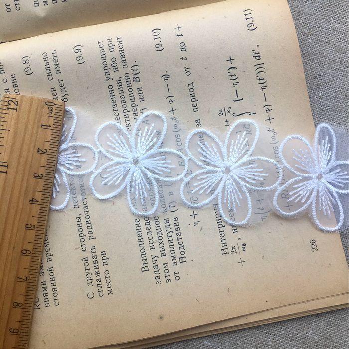 New White Organza Embroidery Flower Tulle Lace Fabric Collar Applique Guipure Ribbon Wedding Dress Veil DIY Sewing Decoration