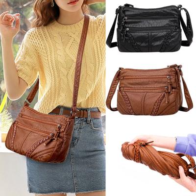 Bolsa de ombro de couro macio feminino bolsa crossbody casual clássica para mulheres