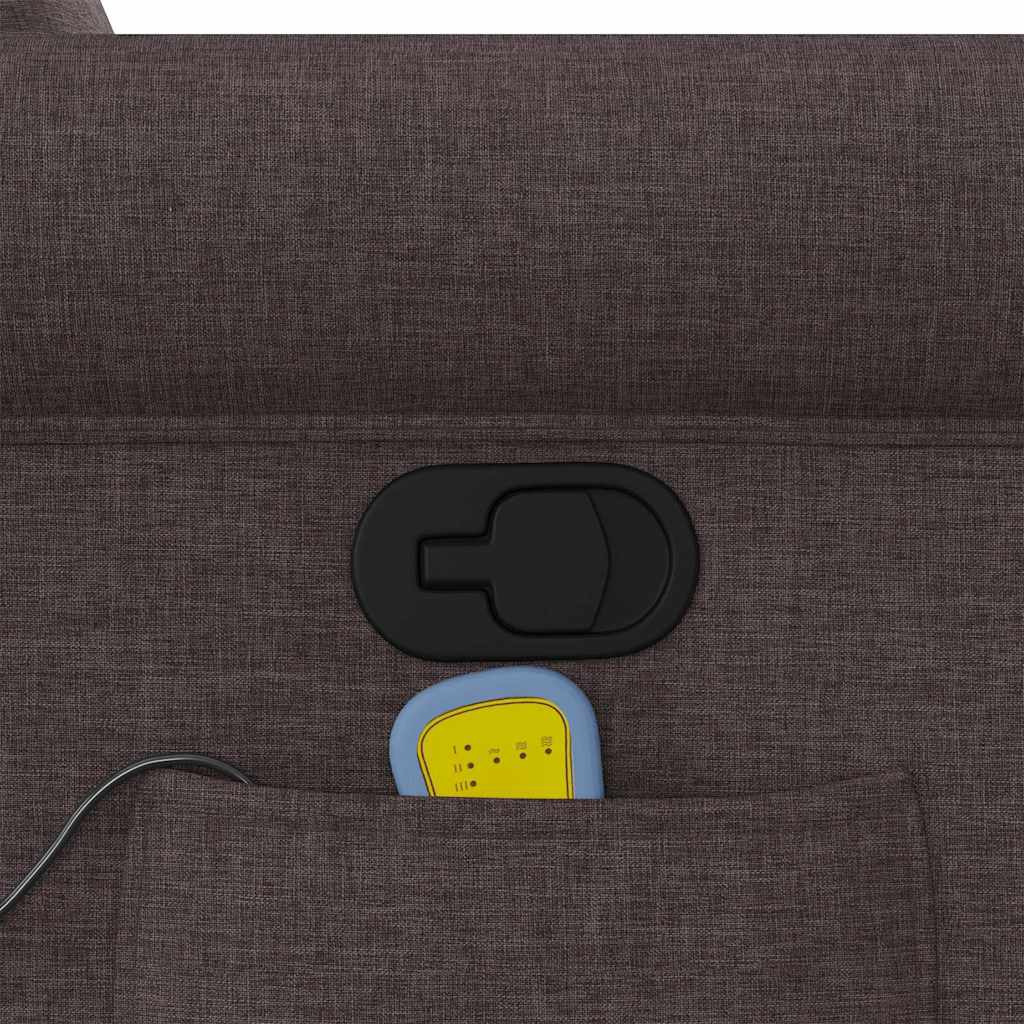 Massage Chair with Rising Function Dark Brown Fabric
