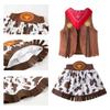 Kinder Cowgirl Rollenspiel Kostüm Set 4 Teile Weste Hose Hut und Kurzer Rock Performance Kleidung