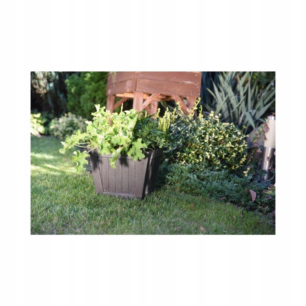 Madera square brown imitation wood flowerpot 31 cm