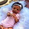 50cm Black Skin Doll In Pink Romper - Realistic Lanny Doll