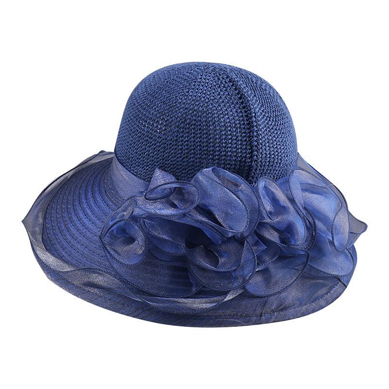 New Organza Knitted Bucket Hat Ladies Mother Summer Vacation Sun Protection Beach Hat Outdoor Shade Basin Hat
