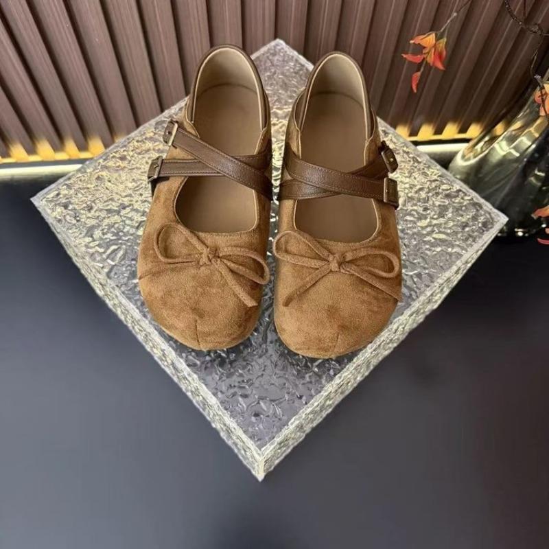 

Ретро обувь на толстой подошве, женские балетки с полной подошвой, новая повседневная обувь 40 коричневый