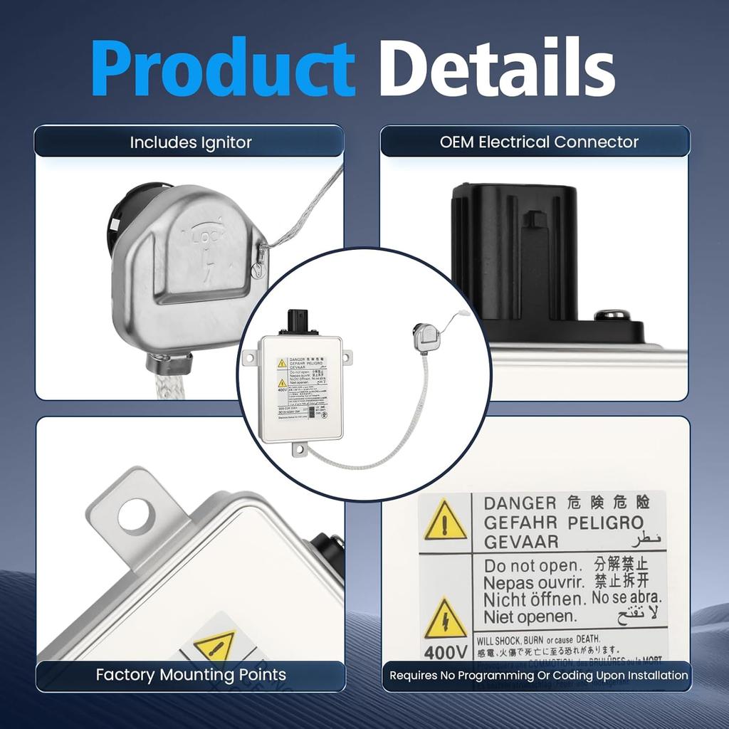 2 Sets HID Headlight Ballast W/Igniter & D2S Bulb Fit For Acura TL TSX ILX ZDX RDX For Honda Odyssey For Mazda 3 5 CX-9,Replace W3T19371 X6T02971