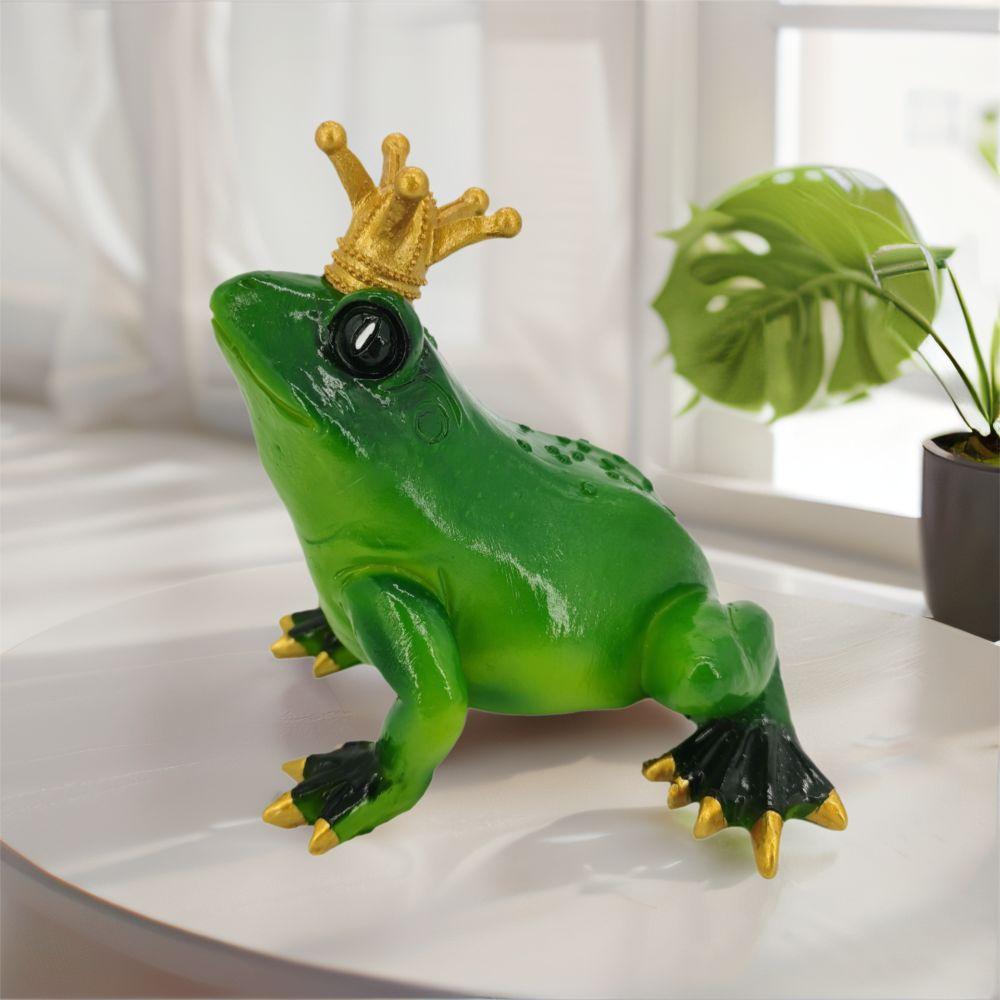 Study Wearing Crown Miniature Frog Statues Handmade Resin Material Frog Figurines Cute Frog Ornament Home Garden