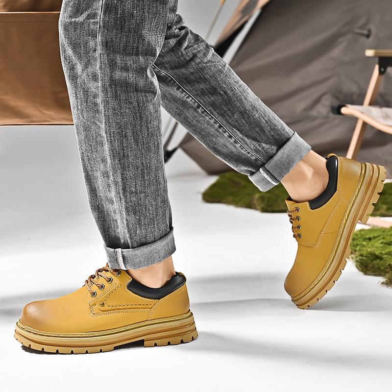 Men Handmade Shoes Waterproof Casual Leather Shoes Men's Shoes Genuine Leather Casual Outdoor Work Shoes