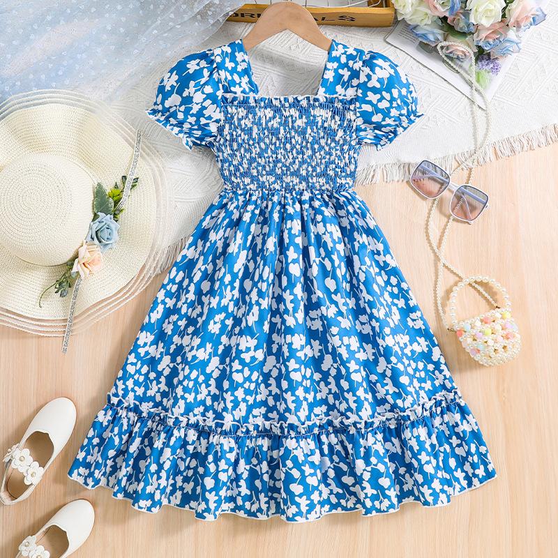 2025 Lato Sukienka z bufiastymi rękawami dla dziewczynek Sukienki księżniczki