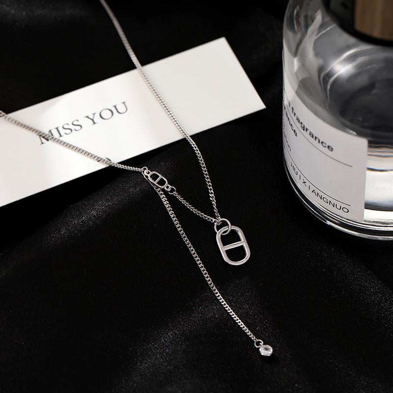 Banyan Tree S925 Silver Zircon Pig Nose Necklace with Tassel Clavicle Chain - Trendy Female Niche Design