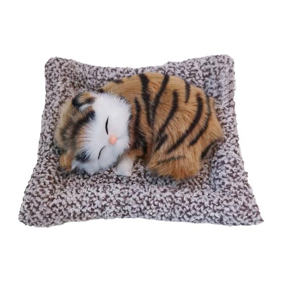 Sleeping Cat Plush Toy with Soft Faux Fur Bamboo Charcoal Bag Air Purifier Car Decor Realistic