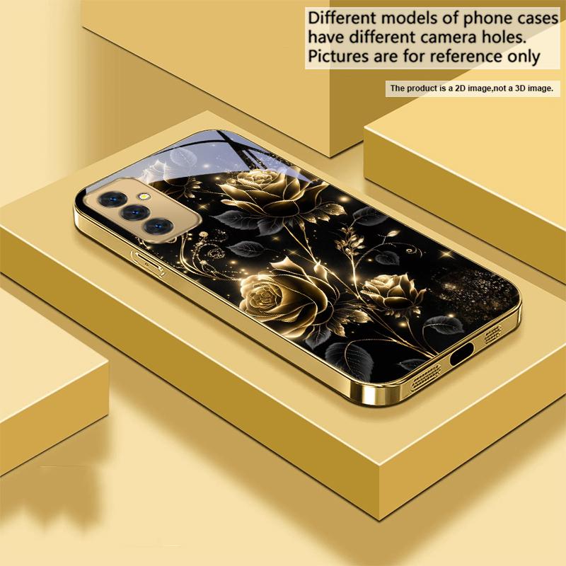 Jewel like brilliance For Samsung A 31 32 A33 A34 35 14 A15 13 16 25 26 50 52 53 54 55 56 70 71 72 73 Golden glass phone case