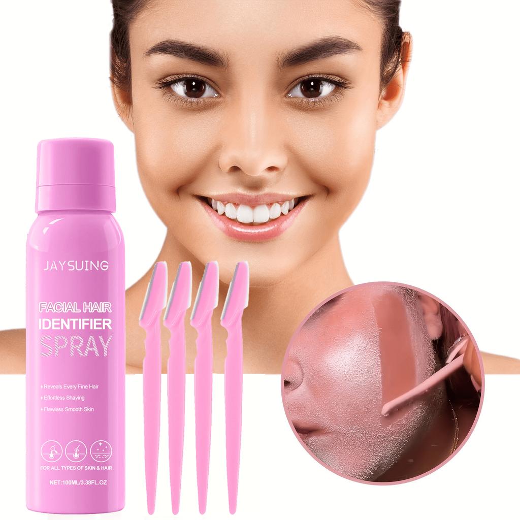 1PC Facial Hair Identifier And Hair Removal Spray(It Contains 4 Eyebrow Trimmers), Facial Skin Clean