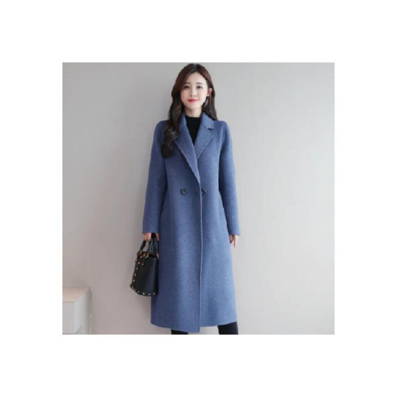 Women's Mid-Length Woolen Coat - Original Size, Spring/Autumn, Korean-style Loose Fit