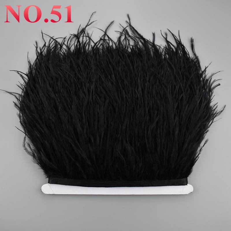 10Meters Ostrich Feathers On Ribbon On Tape 10-15Cm 4-6" Feather Trim Boa For Clothes Sewing White Fringe Dress Skirt Decor Diy