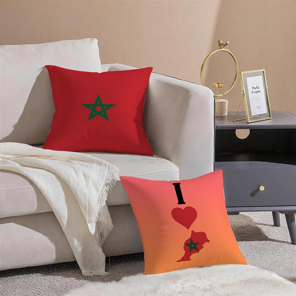 Morocco Mar Flag Cushion Cover Eco-Friendly Odorless Healthy Pillowcase Soft & Comfortable Kid-Safe No Filling