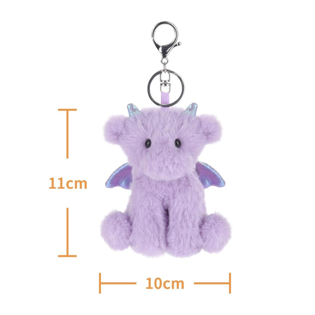 Apricot Lamb Purple Dragon Cute Soft Keychain Plush Toy, Perfect for Boys and Girls, Fits Kids Backpacks and Purses, 10cm