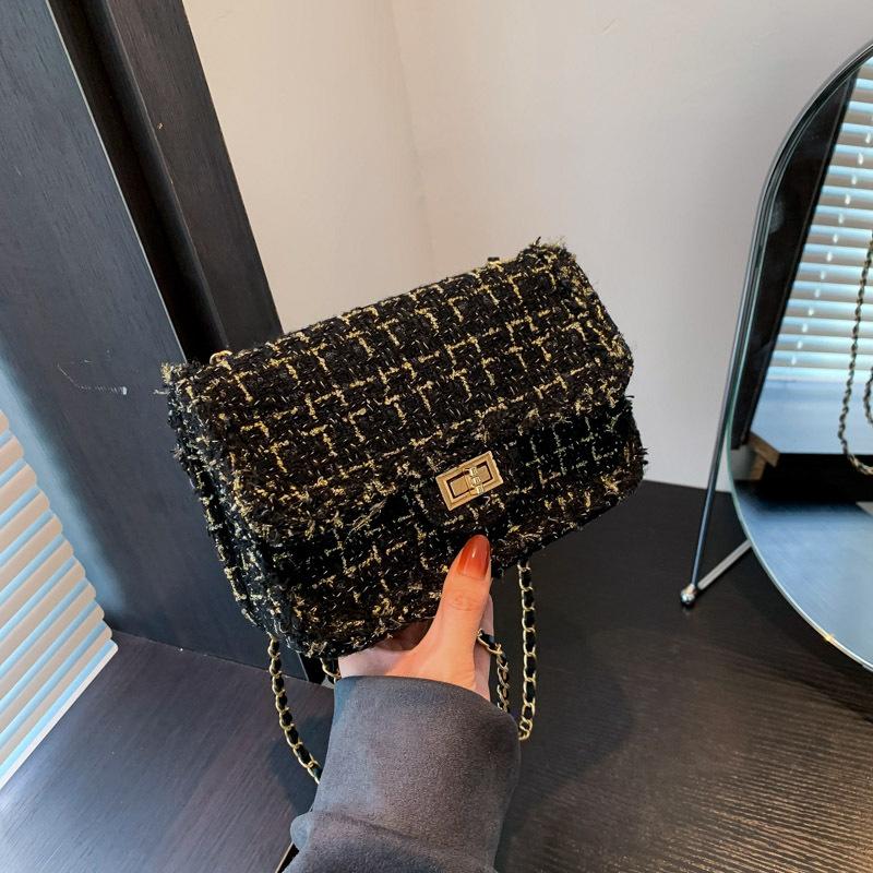 Woven Niche Temperament Fashionable Small Fragrant Style Bag Spring and Summer Woolen Chain 2025 New Single Shoulder Crossbody Portable