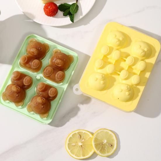 3Pcs Bear Shaped Ice Cube Trays Food-Grade Silicone Ice Mold