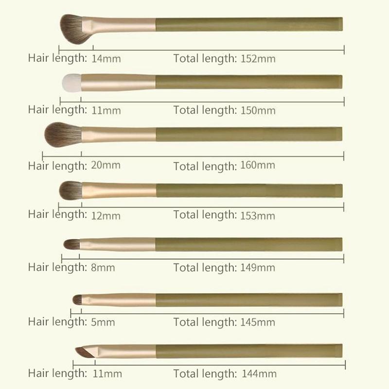 7Pcs Natural Eye Makeup Brushes Set Detail Eyeshadow Brush Makeup Brush Green Ultra Soft Eyeshadow Eyeliner Makeup Tool