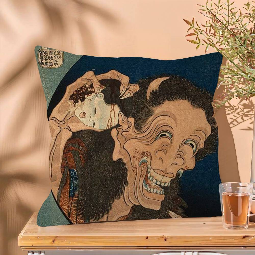 Vintage The Great Wave Katsushika Hokusai Office Cushion Pillowcase Car Cushion Cover45X45CM Lumbar Pillowcase Sofa Pillowcover