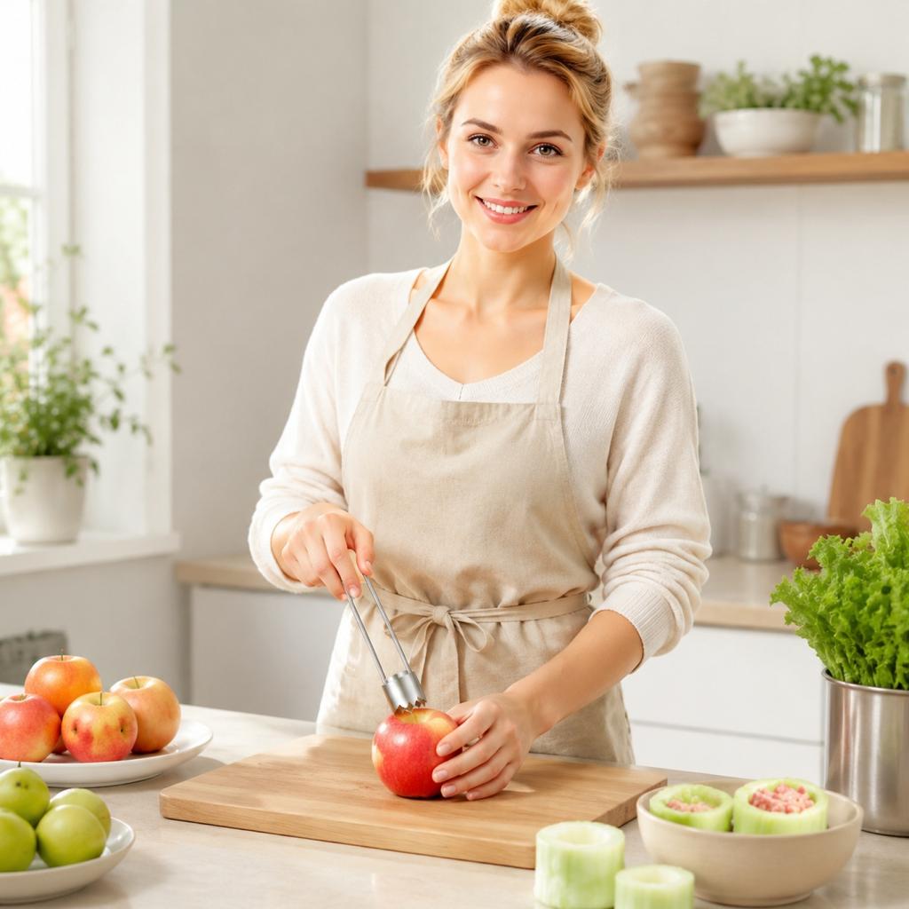 Stainless Steel Fruit Corer Apple Pear Corer Vegetable Core Remover Tool with Sharp Edge for Removing Seeds and Cores from Fruits and Vegetables