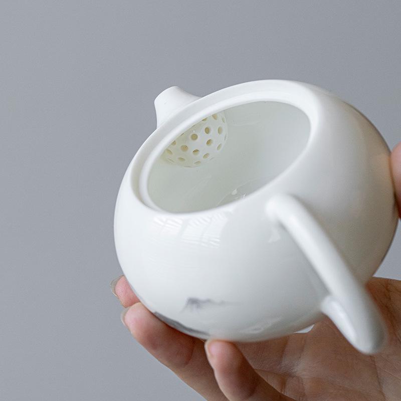 Xi Shi Jade Porcelain Teapot - Ink Wash Style Ceramic Pot for Women's Boutique Kung Fu Tea Set.