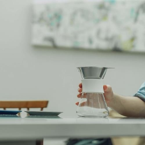 HARIO Glass Coffee Maker, Practical 400ml, White, with Dripper, Decanter Set, and Band, S-GCM-40-W