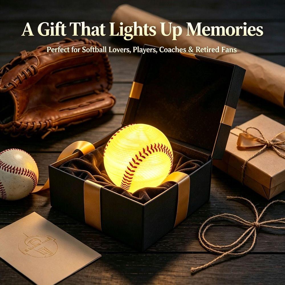 Silicone Softball Lamp Gift 3D Bedside Lamp Sport Theme Softball Night Light  Kids Room