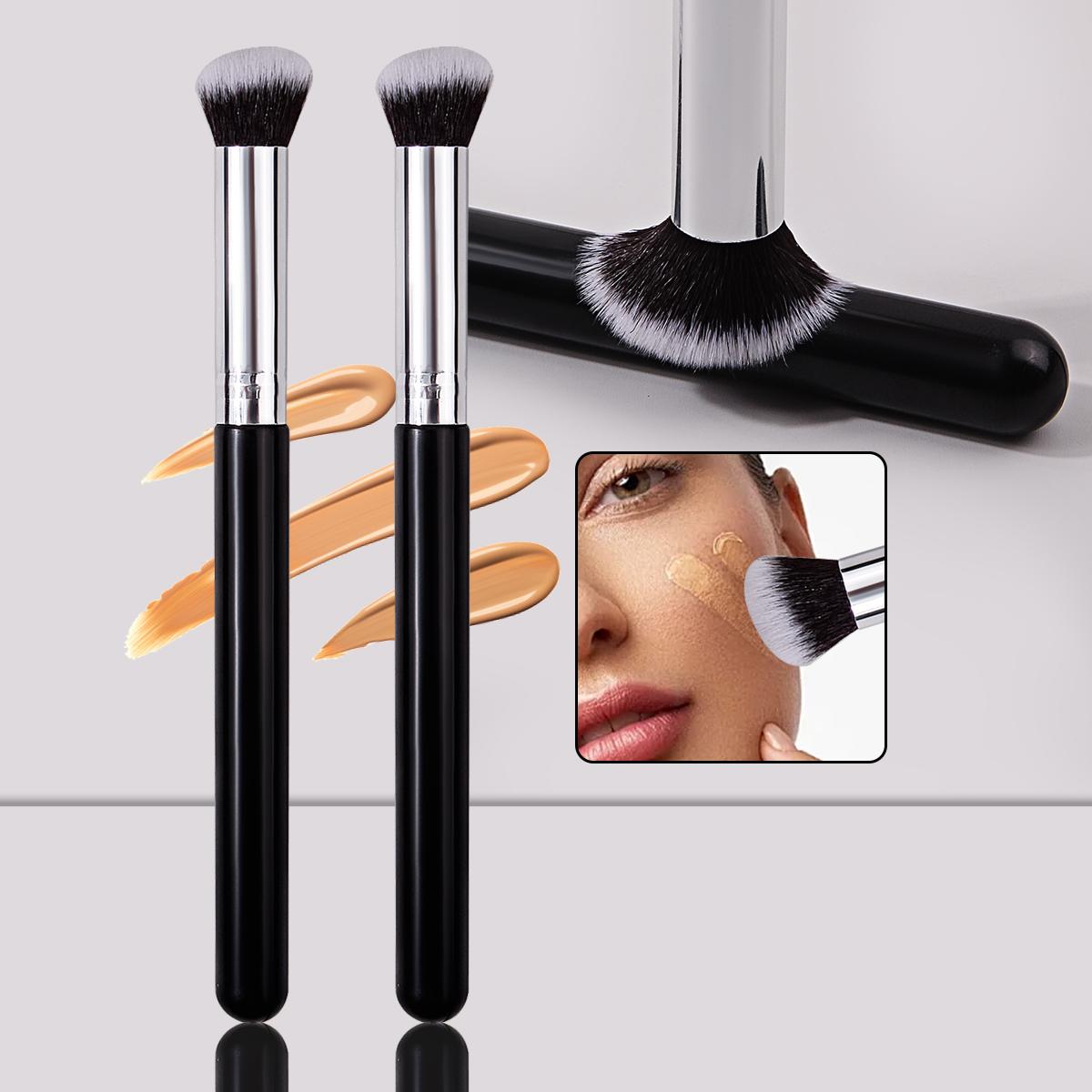 

2pcs 270 Round Head Concealer brush, Foundation brush, multi-functional soft bristle makeup brush, Blush brush, makeup tools чёрный