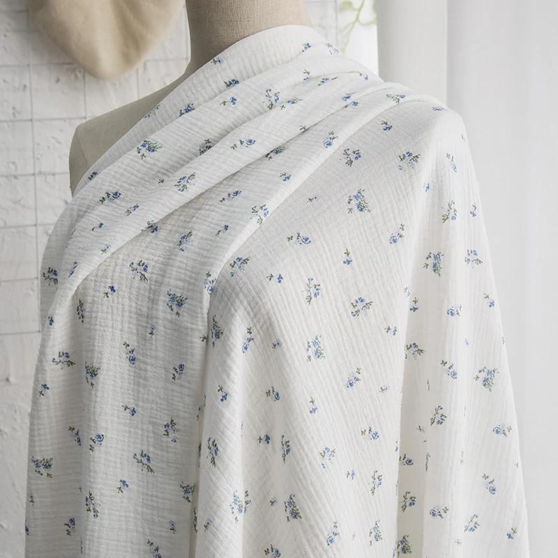 135x50cm/500cm Pure Cotton Printing Double-Layer Crepe Fabric, Making Soft Pajamas Clothes Blanket Fabric DIY Clothing Cloth