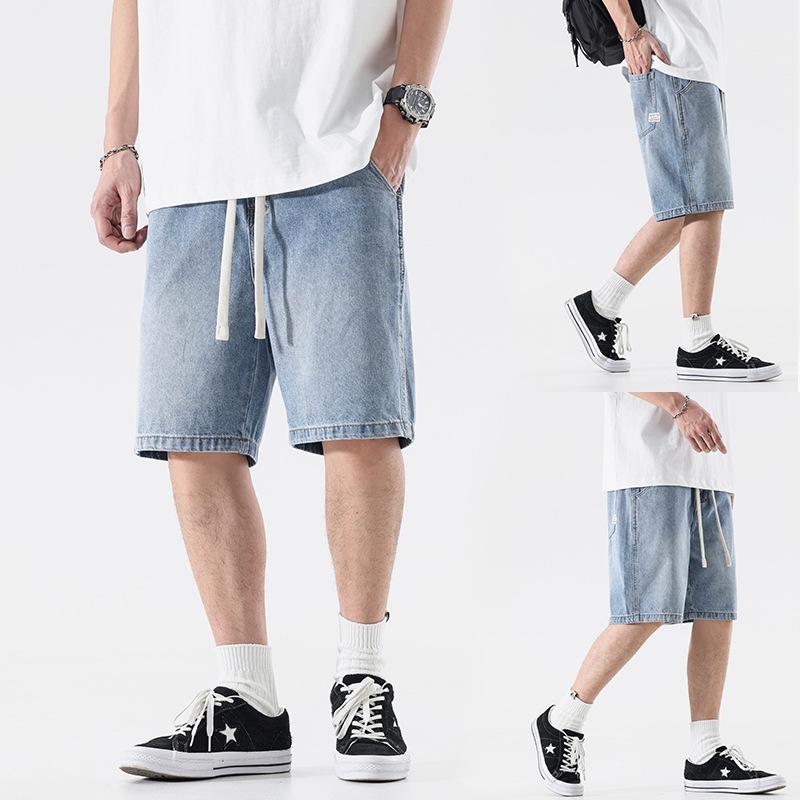 Nuovi Pantaloncini Estivi alla Moda Giapponesi Larghi Conici Jeans Pantaloni a Mezza Gamba Pantaloni a Cinque Punti