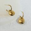 Stainless Steel Water Drop Tag Pearl Ear Buckle Minimalist Smooth Oval Pendant Niche Cold Wind Earrings