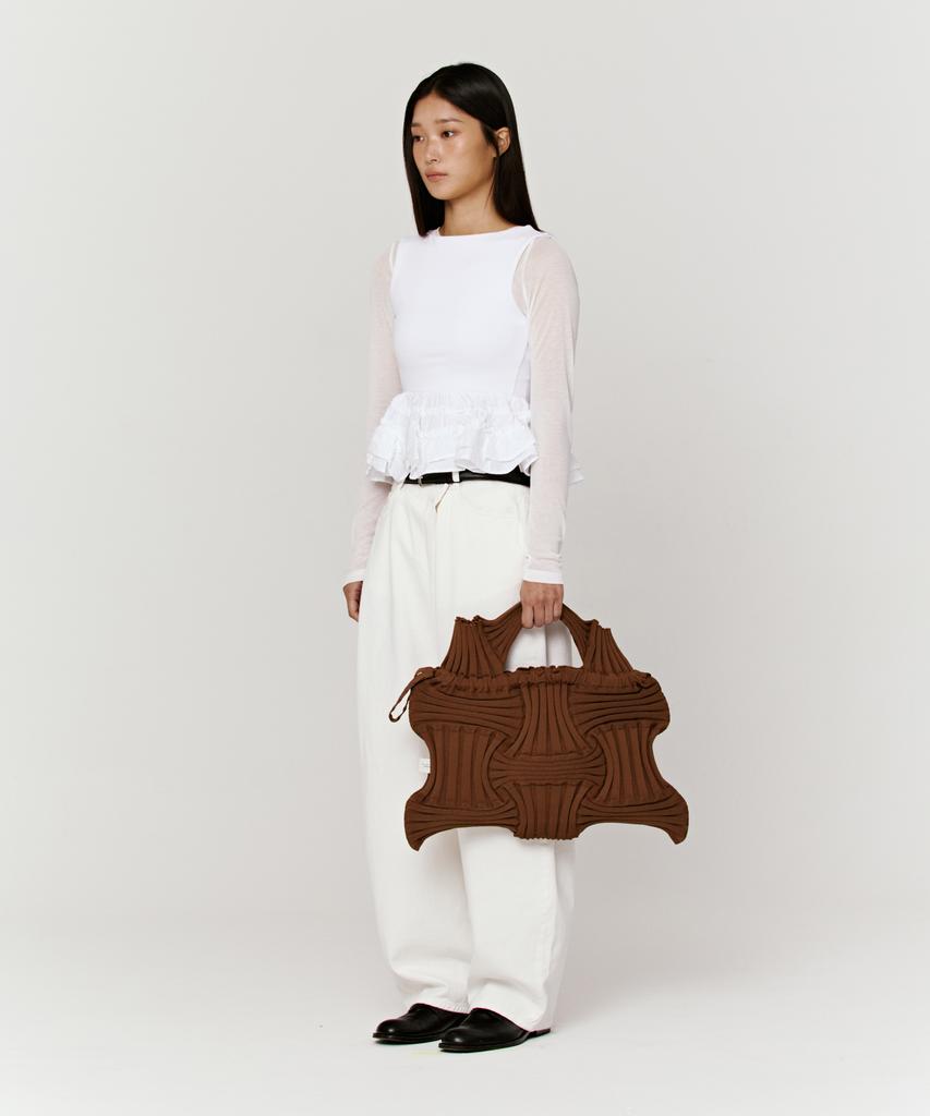 Pleatsmama Big Bow Bag Camel