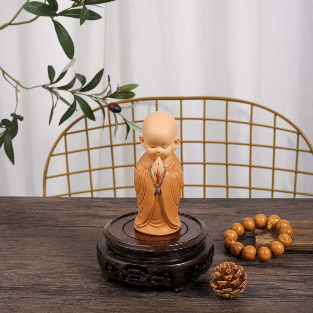 

Фигурка маленького монаха, мини-статуэтка монаха, милая статуя Будды-монаха, очаровательное украшение для маленького монаха, креативный орнамент маленького монаха
