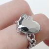 Elegant Korean Style Adjustable Heart Shaped Ring With Geometric Design For Women