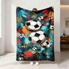 1pc Football Printed Flannel Blanket In Various Sizes, Soft And Casual Nap Blanket, Machine Washable