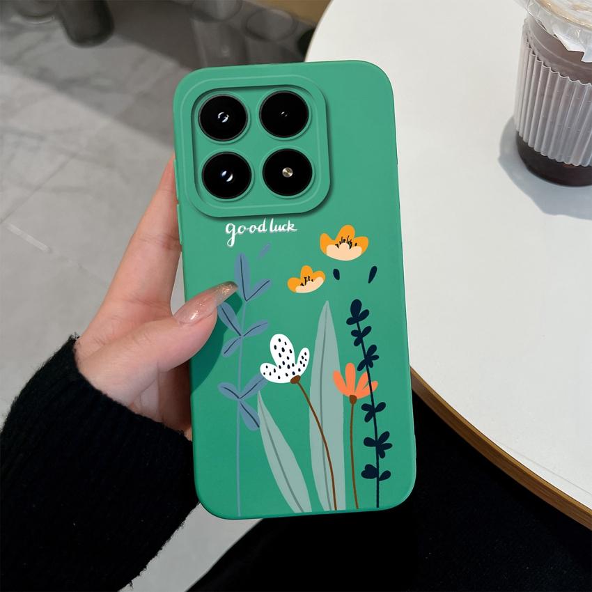 For Xiaomi 17 14 14T 15 15T Pro Poco C71 C75 M7 M8 F7 F8 Phone Case Cute Flower Avocado Pattern Shockproof Silicone Back Cover Shell For Xiaomi Casing