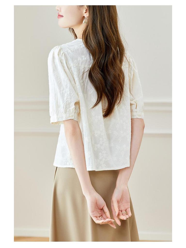 Women's Summer Embroidered Frog Button Cotton Shirt - New Chinese Style 2026