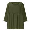 Womens Fashionable Solid Color Round Neck Three-quarter Sleeve Loose Round Neck Top