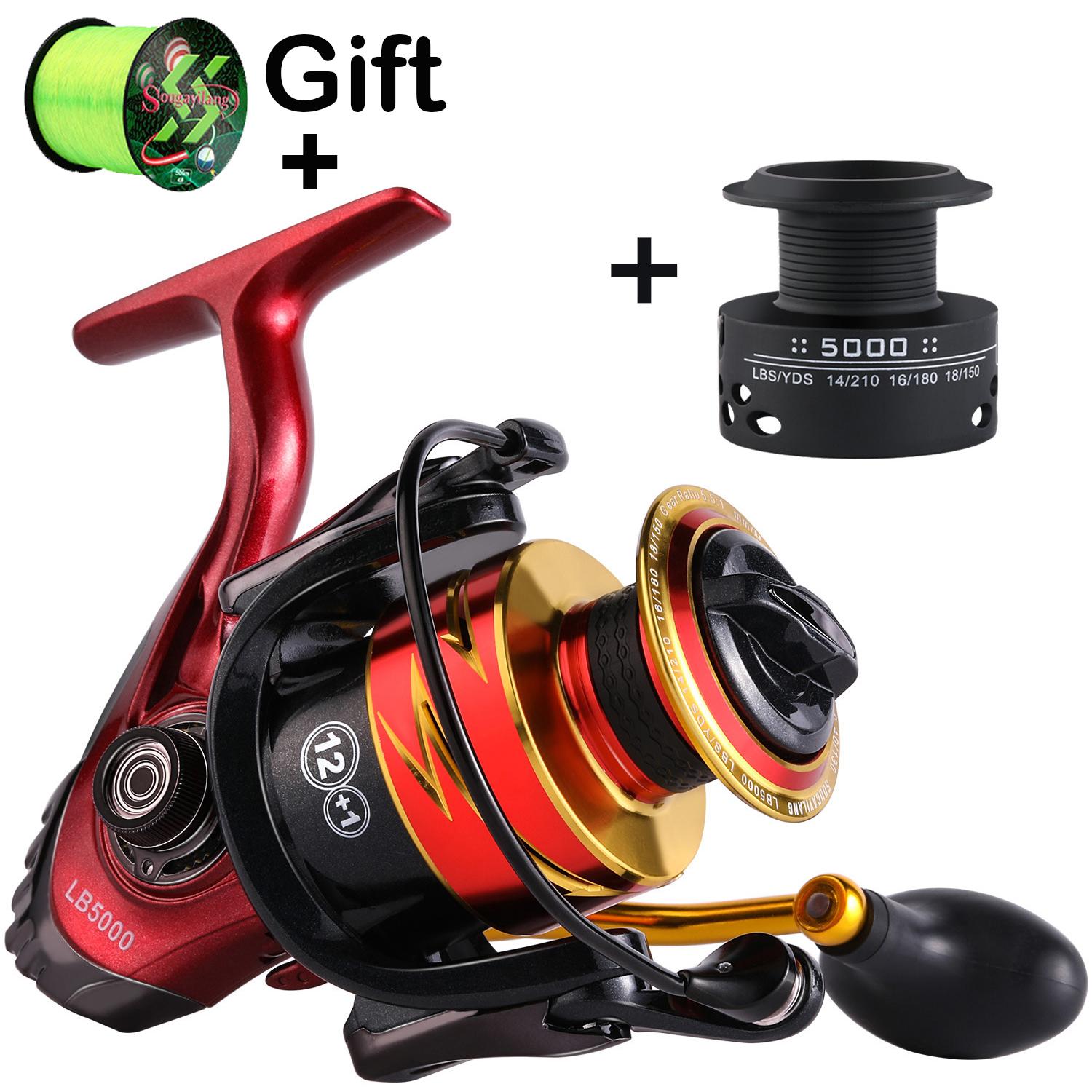 

Спиннинговые катушки Sougayilang с леской и карбоновой леской Мощная катушка для морской рыбалки Freshwaer Series 2000 красный