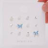 Cute Y2K Butterfly Star Lovely Pearl Stud Earrings for Women Girls Exquisite Mini Earrings Crystal Earrings Set Jewelry Gift