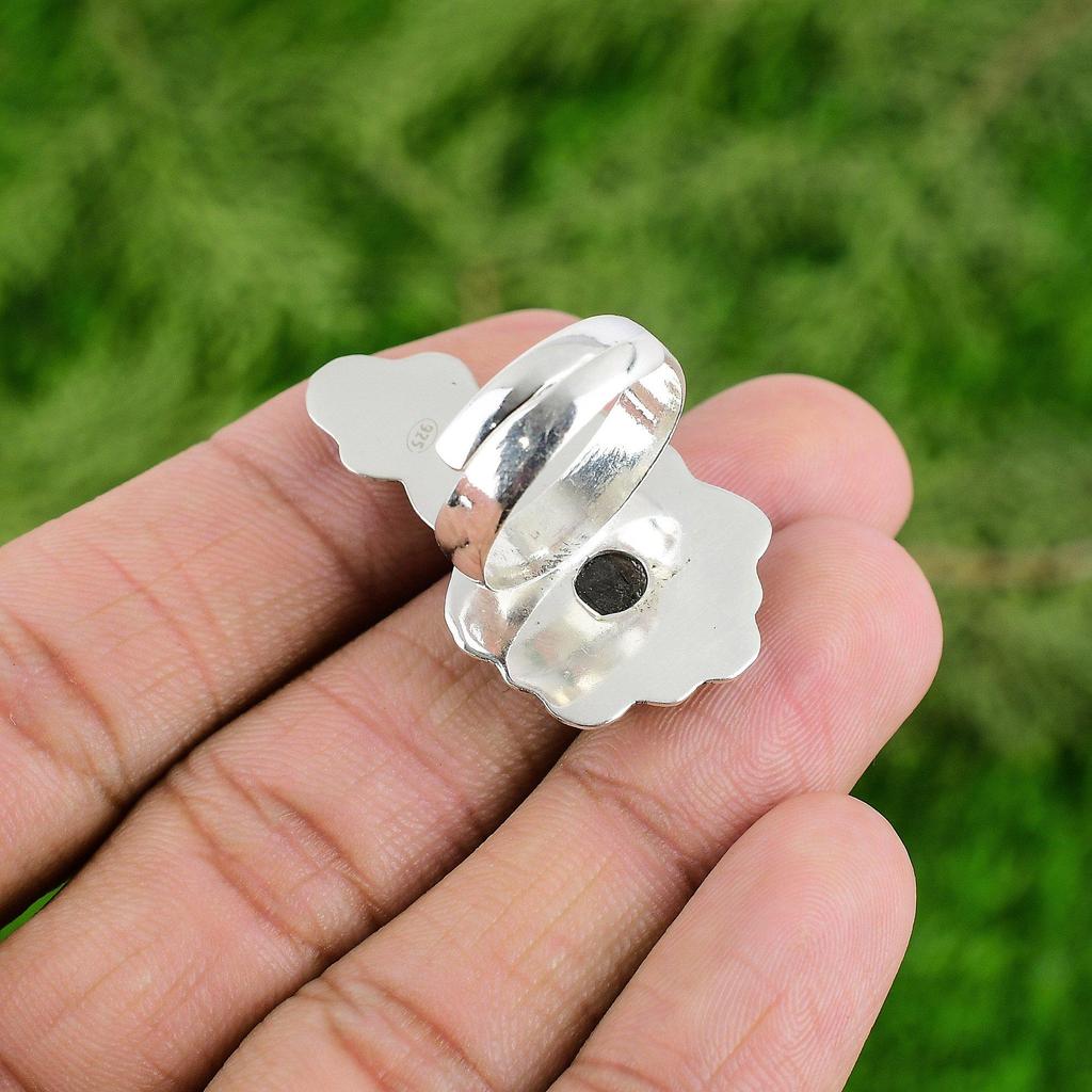 Mothers day Deal Labradorite Gemstone Sterling Silver Wife Statement Flower Ring