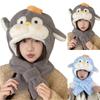 Ladies' Cartoon Cute Hat Scarf Integrated With Thick Velvet Insulation Hat For Keeping Warm