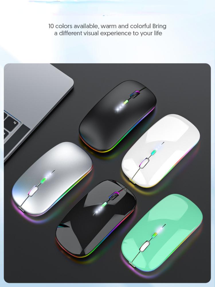 Kabellose Bluetooth-Maus mit Power-Display, leuchtend, geräuscharm, ergonomisch, wiederaufladbar, für Heimbüro-Spiele