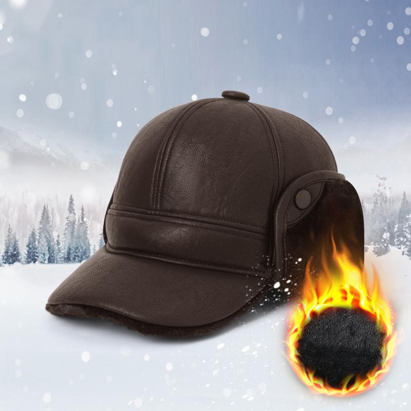 Faux Leather Autumn Winter Baseball Cap for Men Solid Leather Snapback Hat Women Trucker Caps